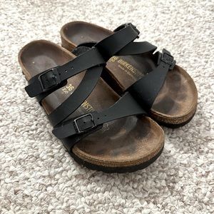 Birkenstock Size 5/5.5 Salina Black Birko Flor Sandals
